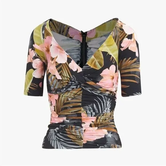 Favorite Daughter NWT The Bad Decisions Ruched Top in Hawaiian Clay Size Small - Picture 9 of 10